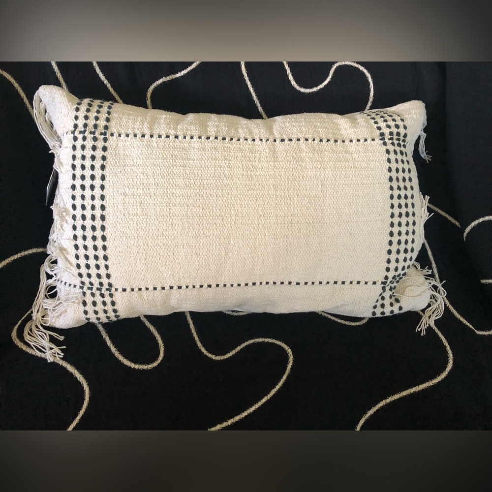 Magnolia Black Clarke Fringe Pillow - Picture 3 of 8